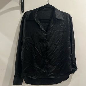 Satin oversized button down